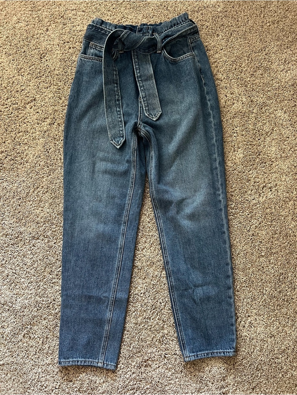 Joe's Jeans High-Rise Paperbag Belted Jeans - Blue Wash